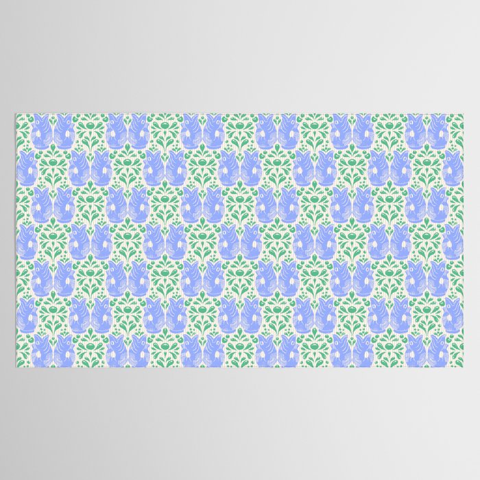 Retro Gurgle Fish Vases On Stripes - Blue And Teal Tablecloth Gallery Image 2