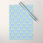 Retro Gurgle Fish Vases On Stripes - Blue And Teal Wrapping Paper Gallery Image 1