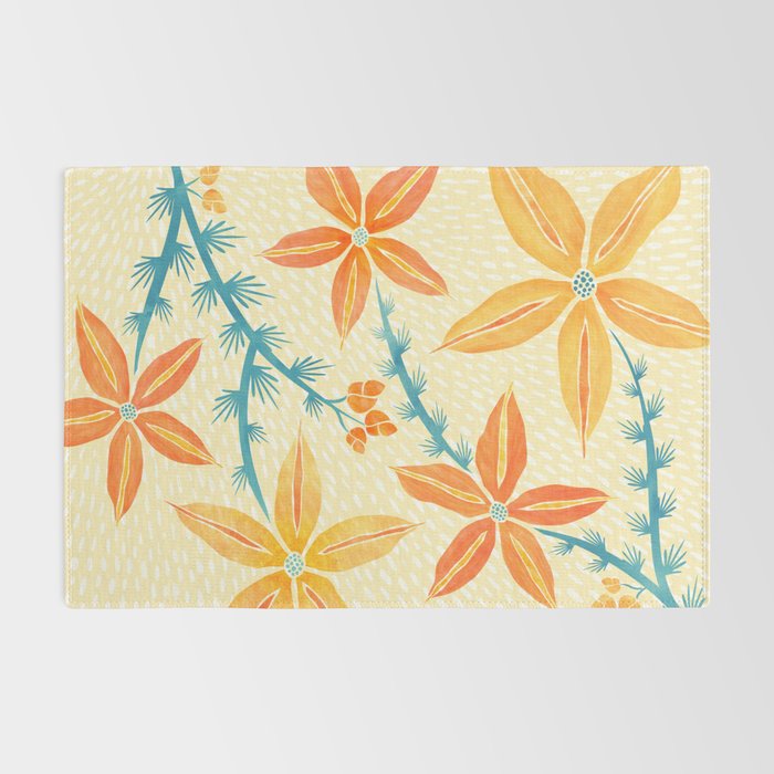 Vintage Tropical Flower Print Rug Gallery Image 2