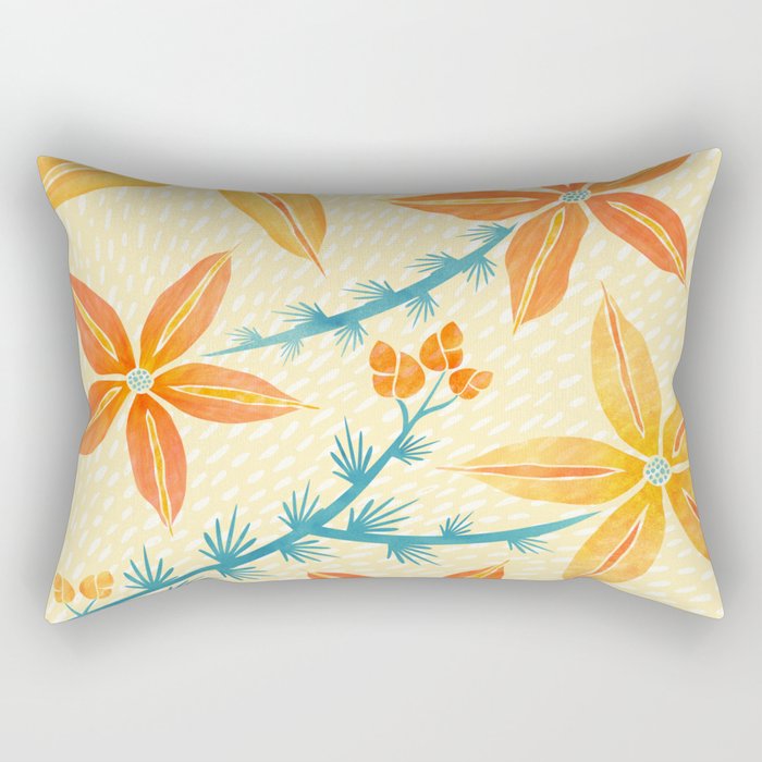 Vintage Tropical Flower Print Rectangular Pillow Gallery Image 2