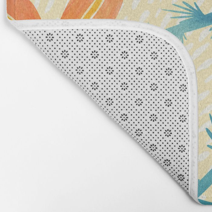 Vintage Tropical Flower Print Bath Mat Gallery Image 2