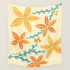 Vintage Tropical Flower Print Wall Tapestry Gallery Image 4