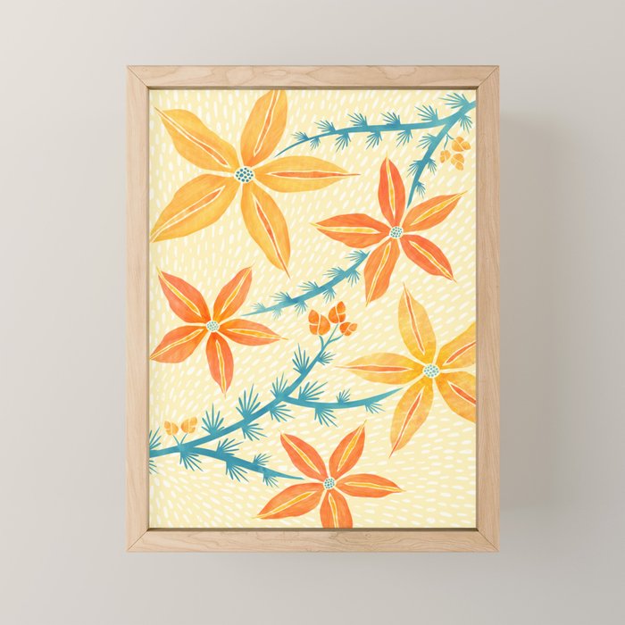 Vintage Tropical Flower Print Mini Art Print Gallery Image 1