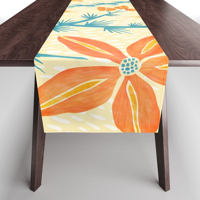 Vintage Tropical Flower Print Table Runner Gallery Image 1