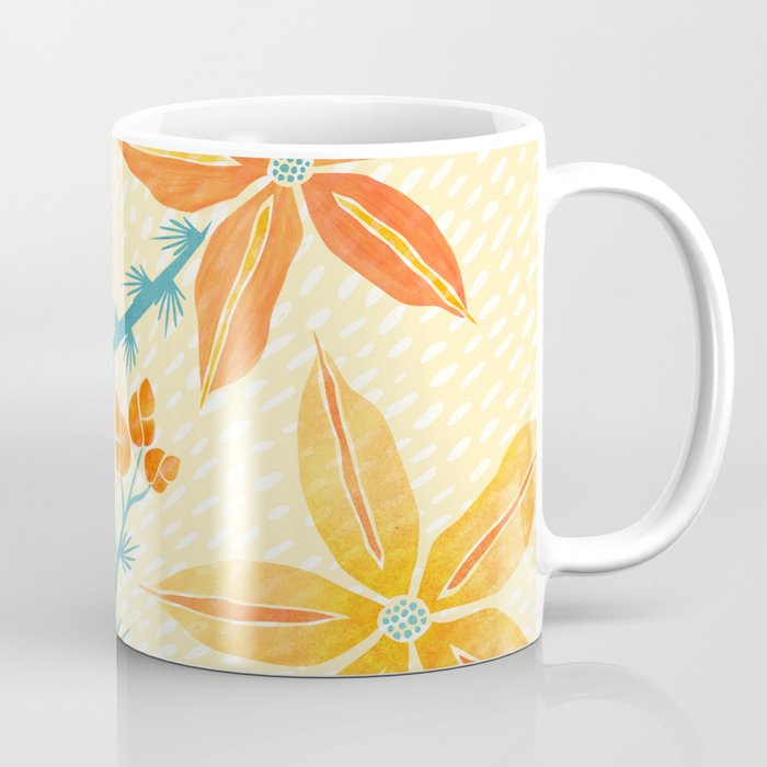 Vintage Tropical Flower Print Coffee Mug Gallery Image 1