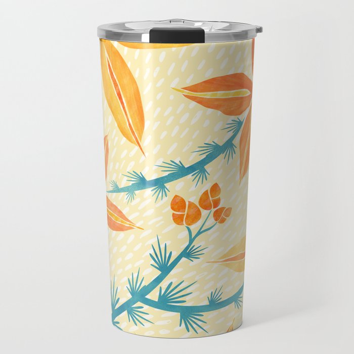 Vintage Tropical Flower Print Travel Mug Gallery Image 1