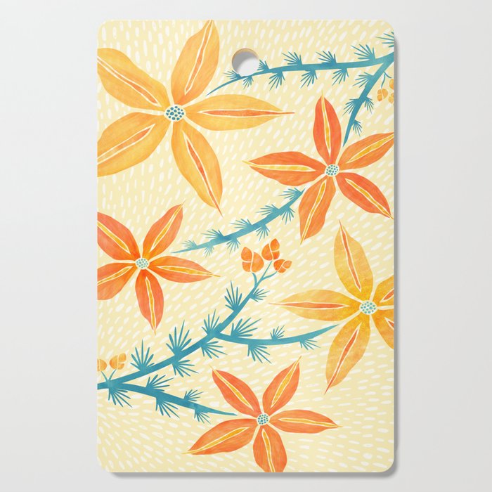Vintage Tropical Flower Print Cutting Board Gallery Image 1