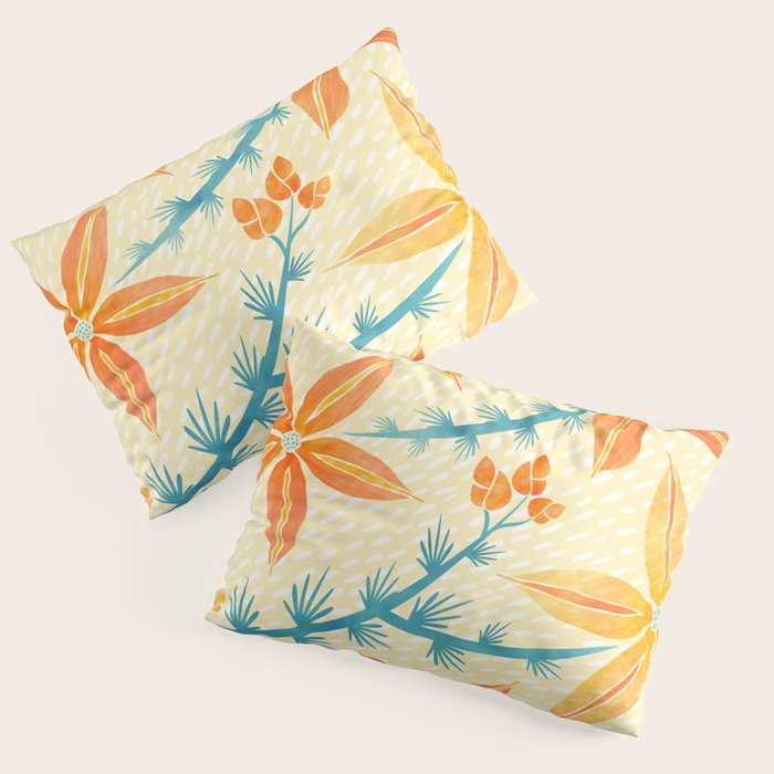 Vintage Tropical Flower Print Pillow Sham Gallery Image 1