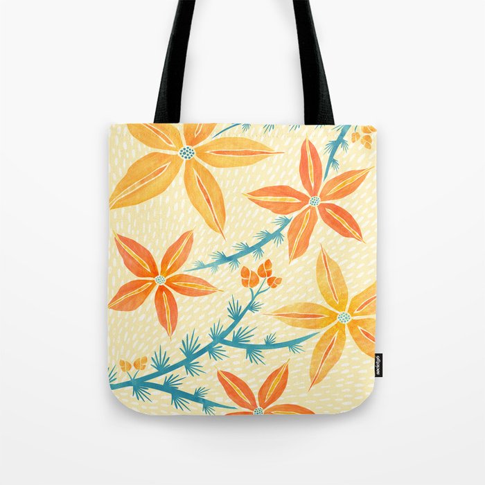 Vintage Tropical Flower Print Tote Bag Gallery Image 1