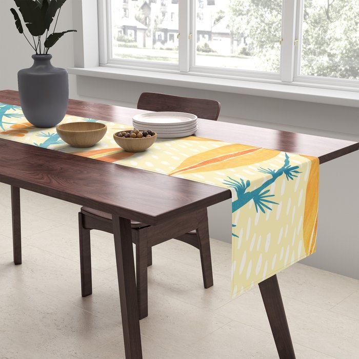 Vintage Tropical Flower Print Table Runner Gallery Image 2