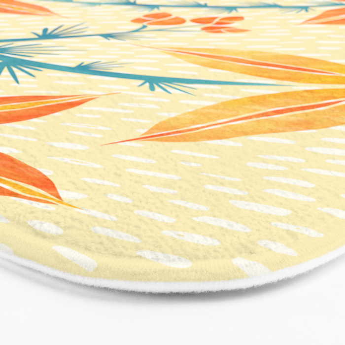 Vintage Tropical Flower Print Bath Mat Gallery Image 3