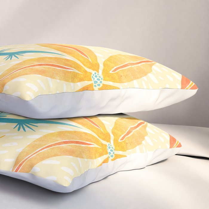 Vintage Tropical Flower Print Pillow Sham Gallery Image 3