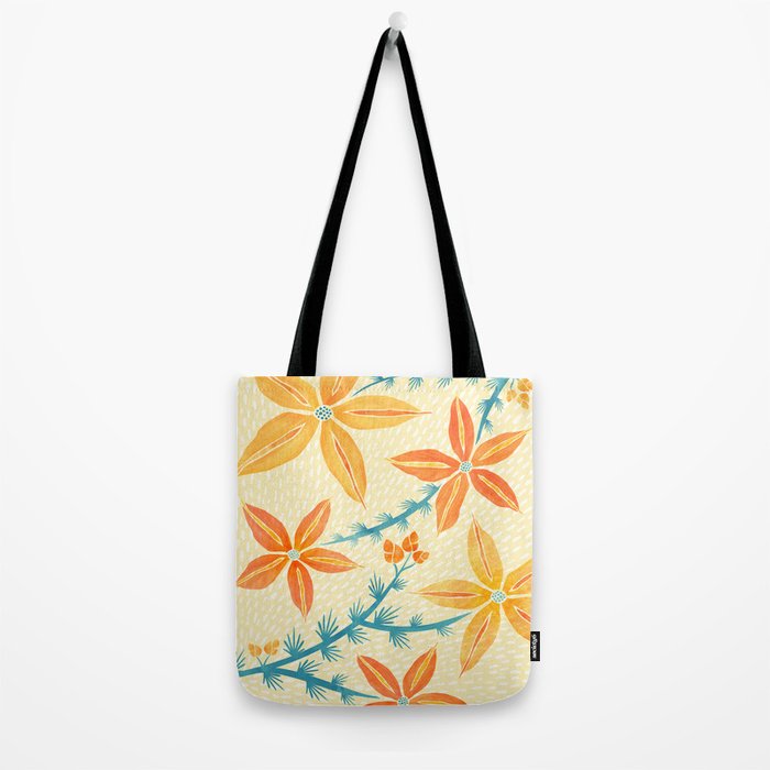 Vintage Tropical Flower Print Tote Bag Gallery Image 2