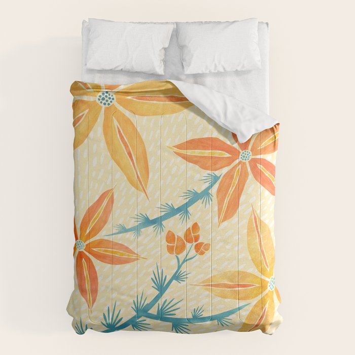 Vintage Tropical Flower Print Comforter Gallery Image 1