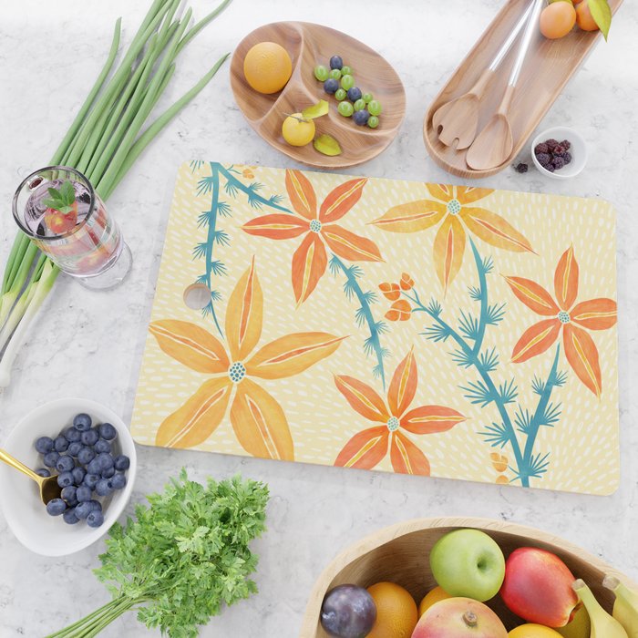 Vintage Tropical Flower Print Cutting Board Gallery Image 2