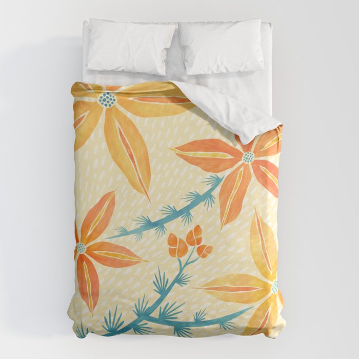 Vintage Tropical Flower Print Duvet Cover Gallery Image 1