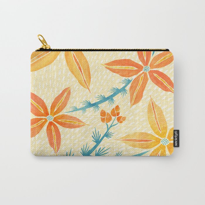 Vintage Tropical Flower Print Carry All Pouch Gallery Image 1