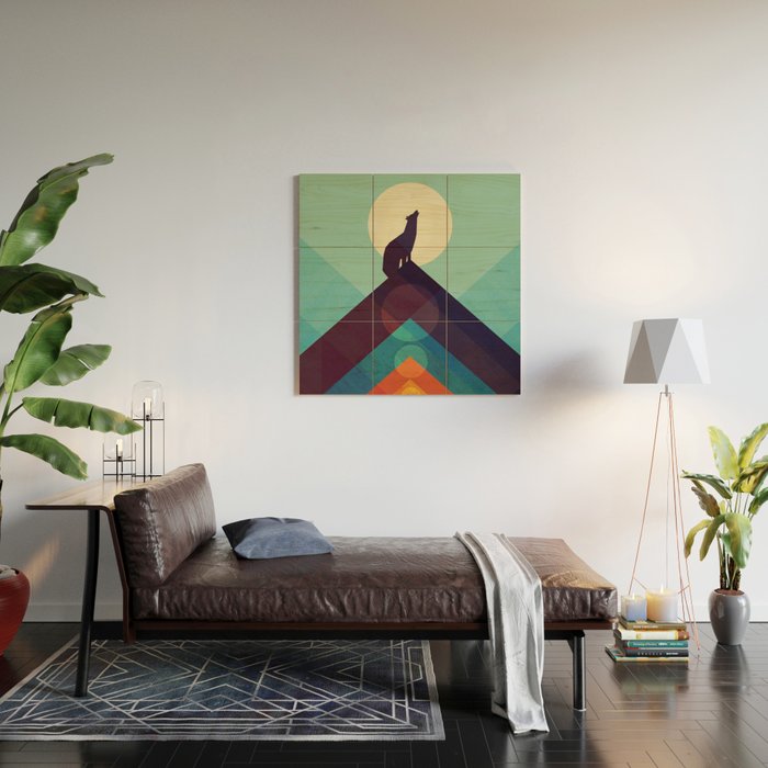 Howling Wild Wolf Wood Wall Art Gallery Image 2