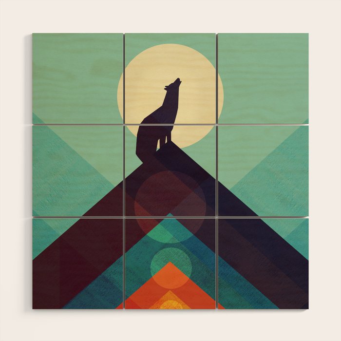 Howling Wild Wolf Wood Wall Art Gallery Image 1