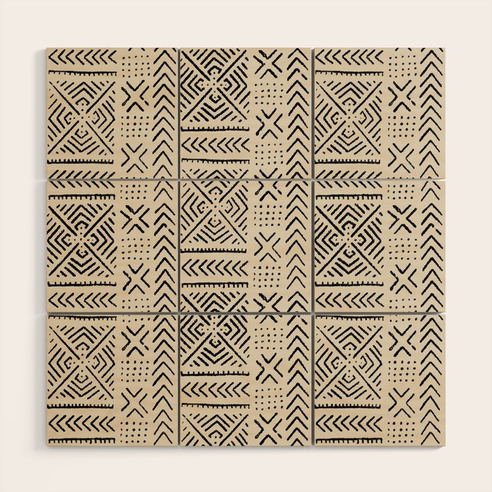 Line Mud Cloth // Bone Wood Wall Art Gallery Image 1