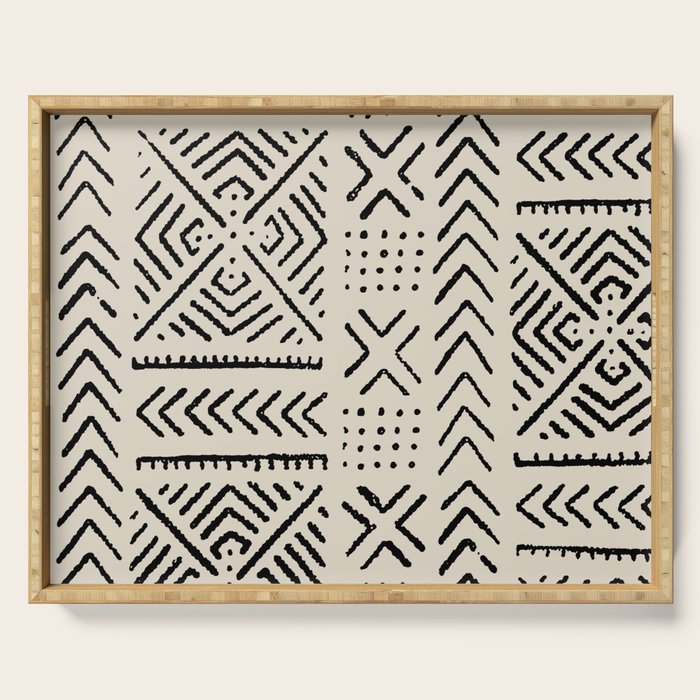 Line Mud Cloth // Bone Serving Tray Gallery Image 1