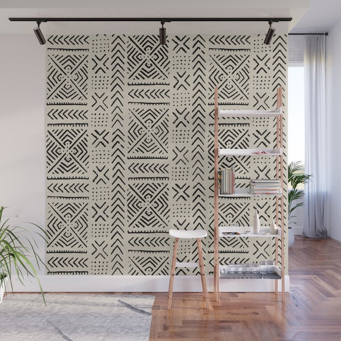 Line Mud Cloth // Bone Wall Mural Gallery Image 1