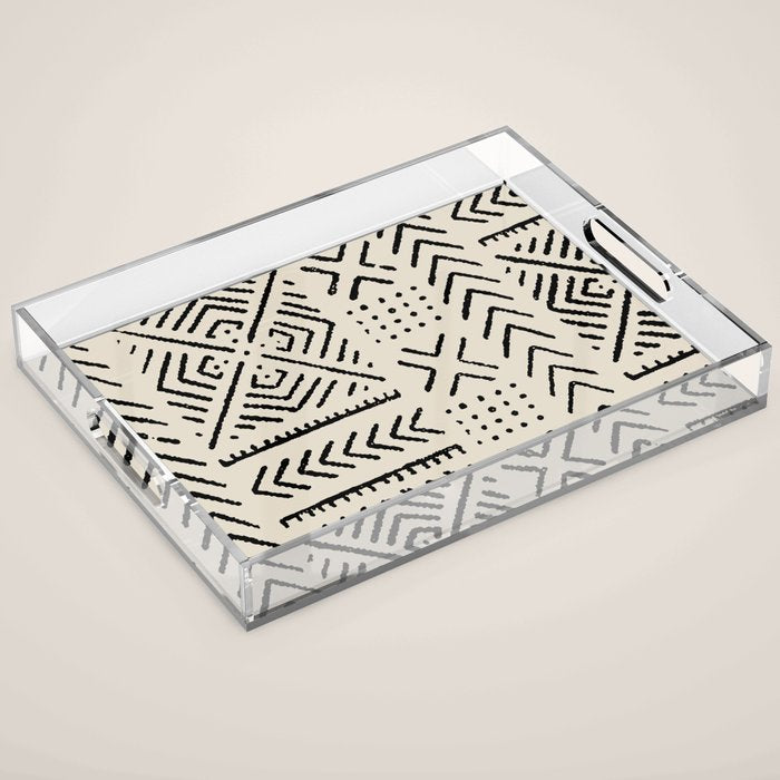 Line Mud Cloth // Bone Acrylic Tray Gallery Image 1