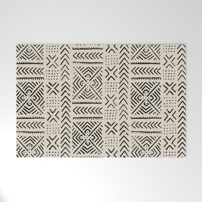 Line Mud Cloth // Bone Welcome Mat Gallery Image 1