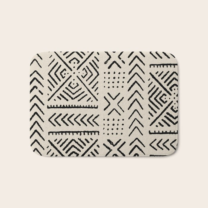 Line Mud Cloth // Bone Bath Mat Gallery Image 1