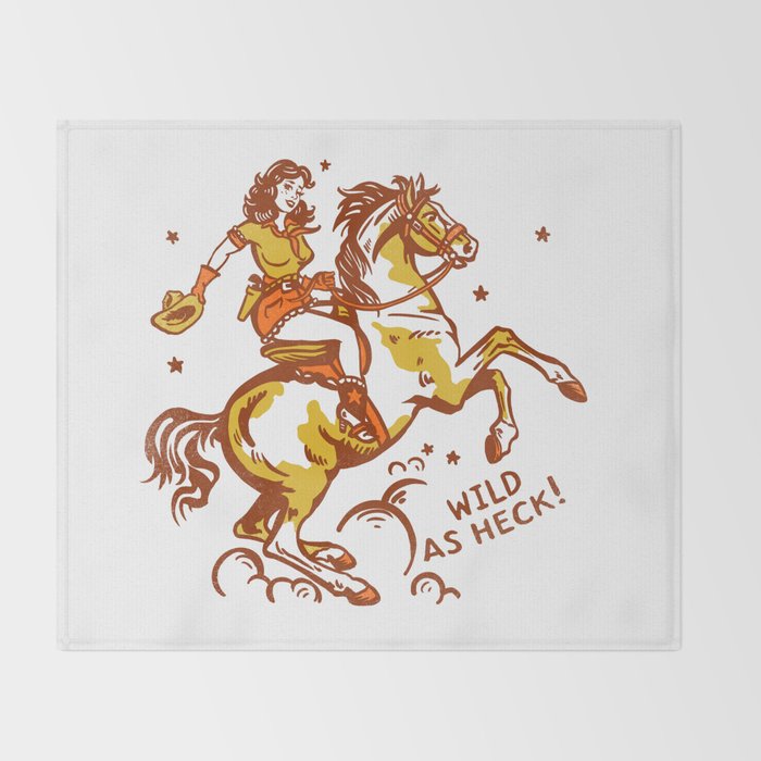 Funny Cowgirl On A Horse Throw Blanket Gallery Image 2