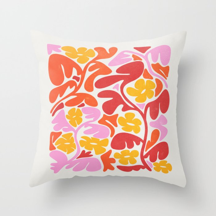 Retro Garden Throw Pillow Gallery Image 1