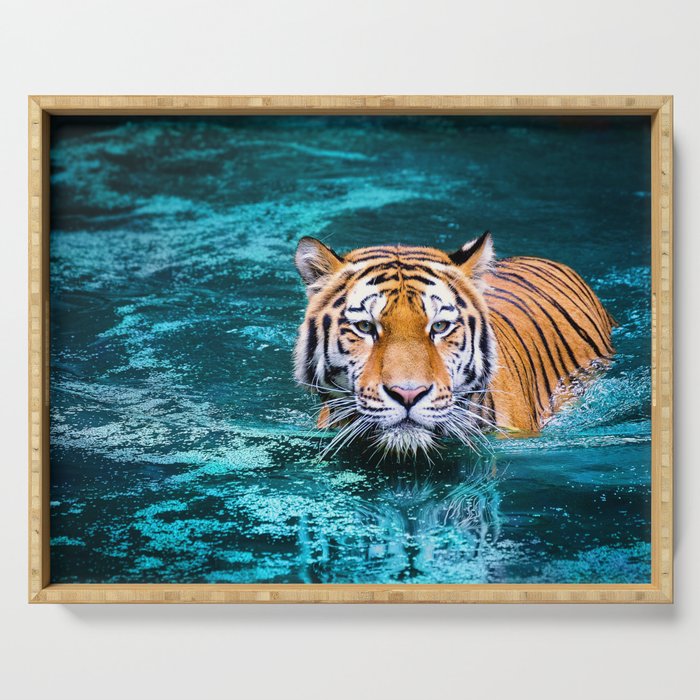 Tiger in Water Serving Tray Gallery Image 1