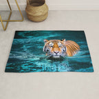 Tiger in Water Rug Gallery Image 1