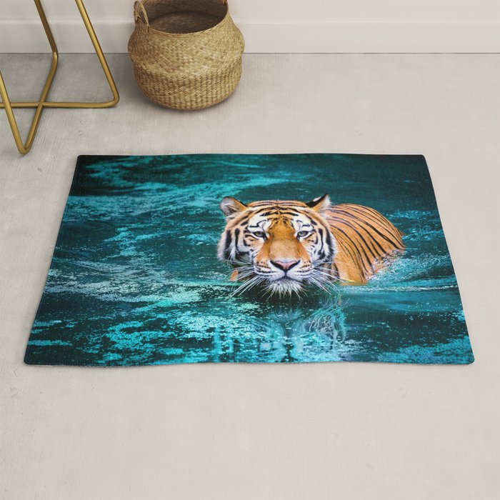 Tiger in Water Rug Gallery Image 1