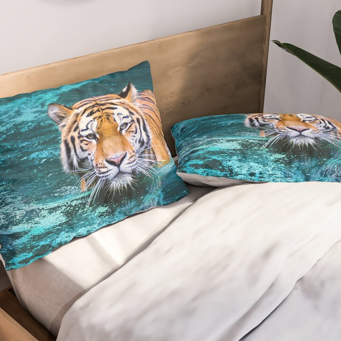 Tiger in Water Pillow Sham Gallery Image 2