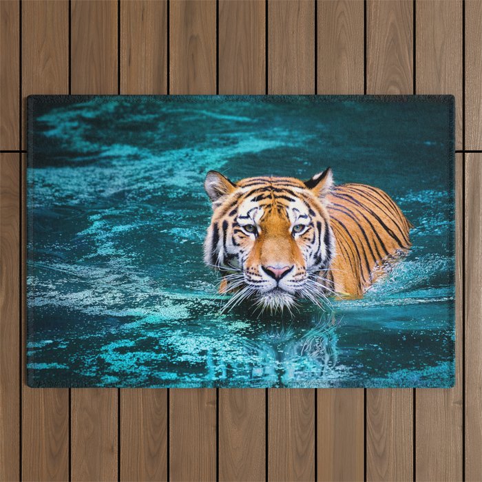 Tiger in Water Outdoor Rug Gallery Image 1