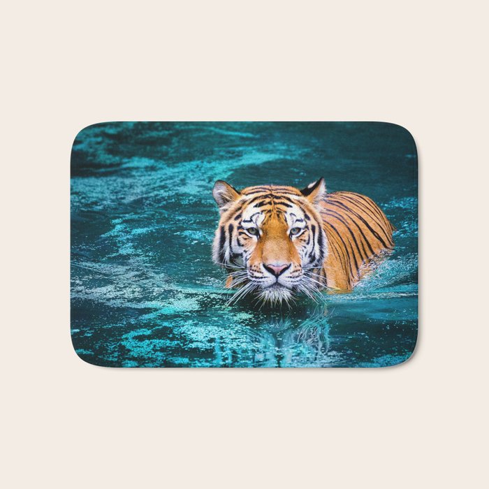 Tiger in Water Bath Mat Gallery Image 1