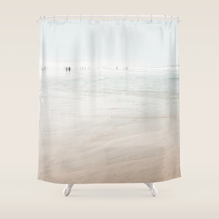 At The Beach (six) - minimal beach series - ocean sea photography by Ingrid Beddoes Shower Curtain Gallery Image 1