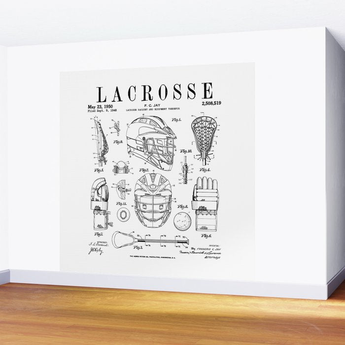 Lacrosse Player Equipment Vintage Patent Drawing Print Wall Mural Gallery Image 2