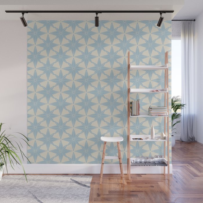 Baby Blue Paper Stars Large  Wall Mural Gallery Image 1
