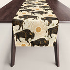 Bison - black, gold, moss green, and cream Table Runner Gallery Image 1