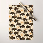 Bison - black, gold, moss green, and cream Wrapping Paper Gallery Image 1