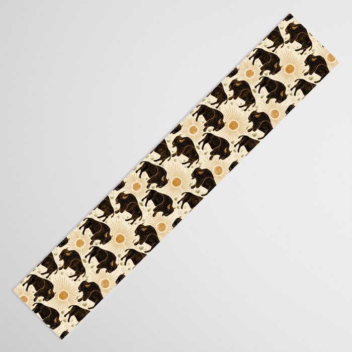 Bison - black, gold, moss green, and cream Table Runner Gallery Image 3