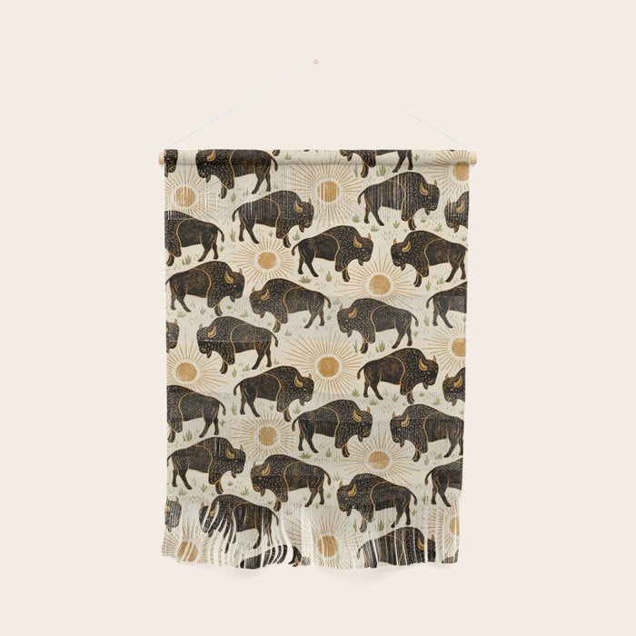 Bison - black, gold, moss green, and cream Wall Hanging Gallery Image 1