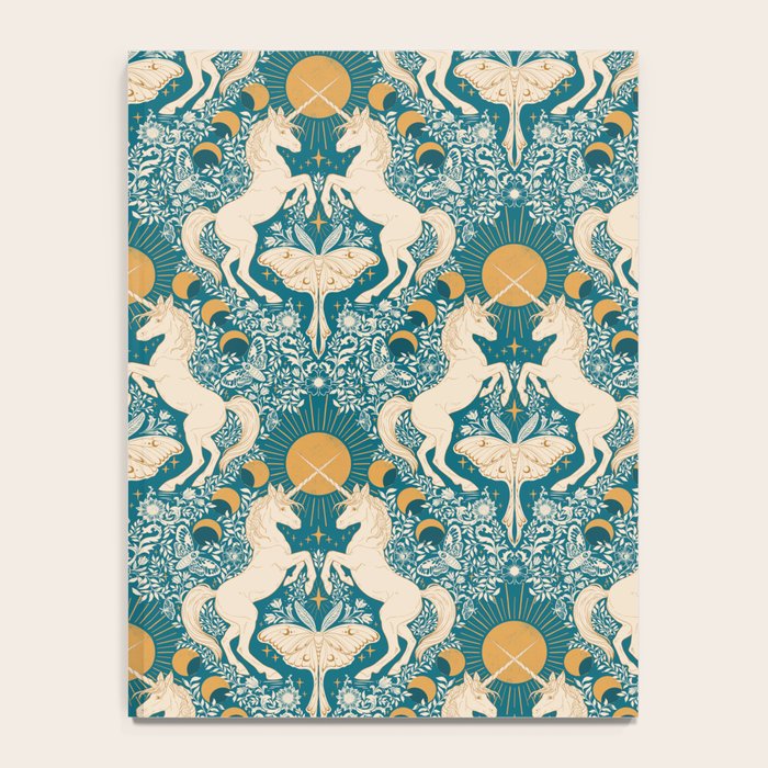Celestial Unicorns In Turquoise and Gold Notebook Gallery Image 4