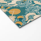 Celestial Unicorns In Turquoise and Gold Welcome Mat Gallery Image 2