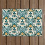 Celestial Unicorns In Turquoise and Gold Outdoor Rug Gallery Image 1