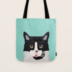 Black and White Cat - cat lady art, cat art, cats, black and white cat Tote Bag Gallery Image 1