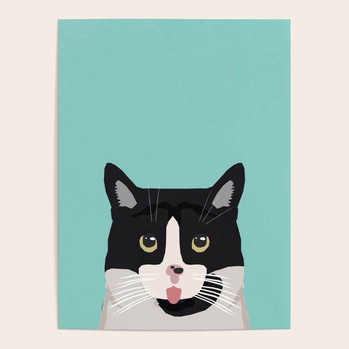 Black and White Cat - cat lady art, cat art, cats, black and white cat Poster Gallery Image 1