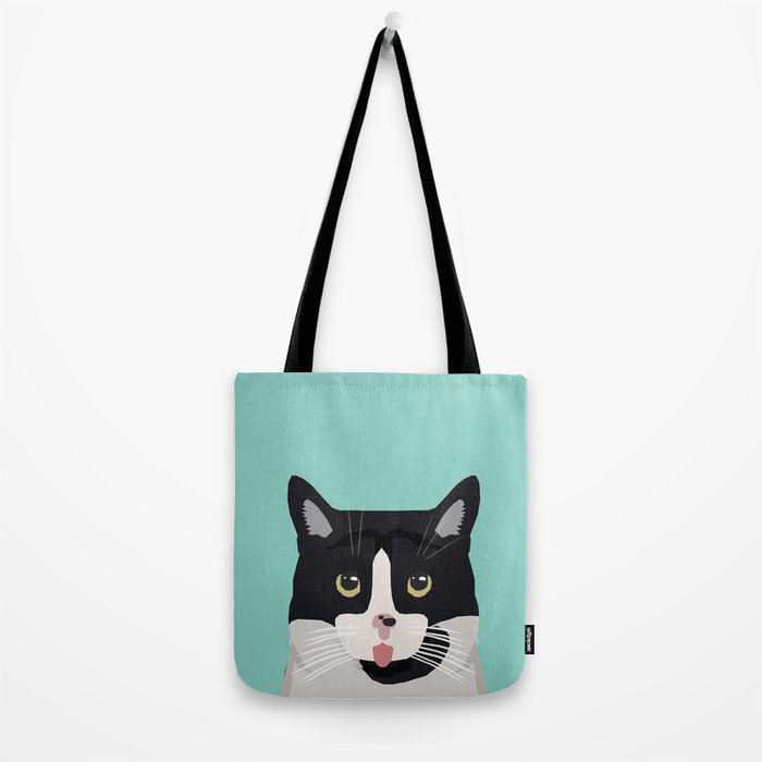 Black and White Cat - cat lady art, cat art, cats, black and white cat Tote Bag Gallery Image 2